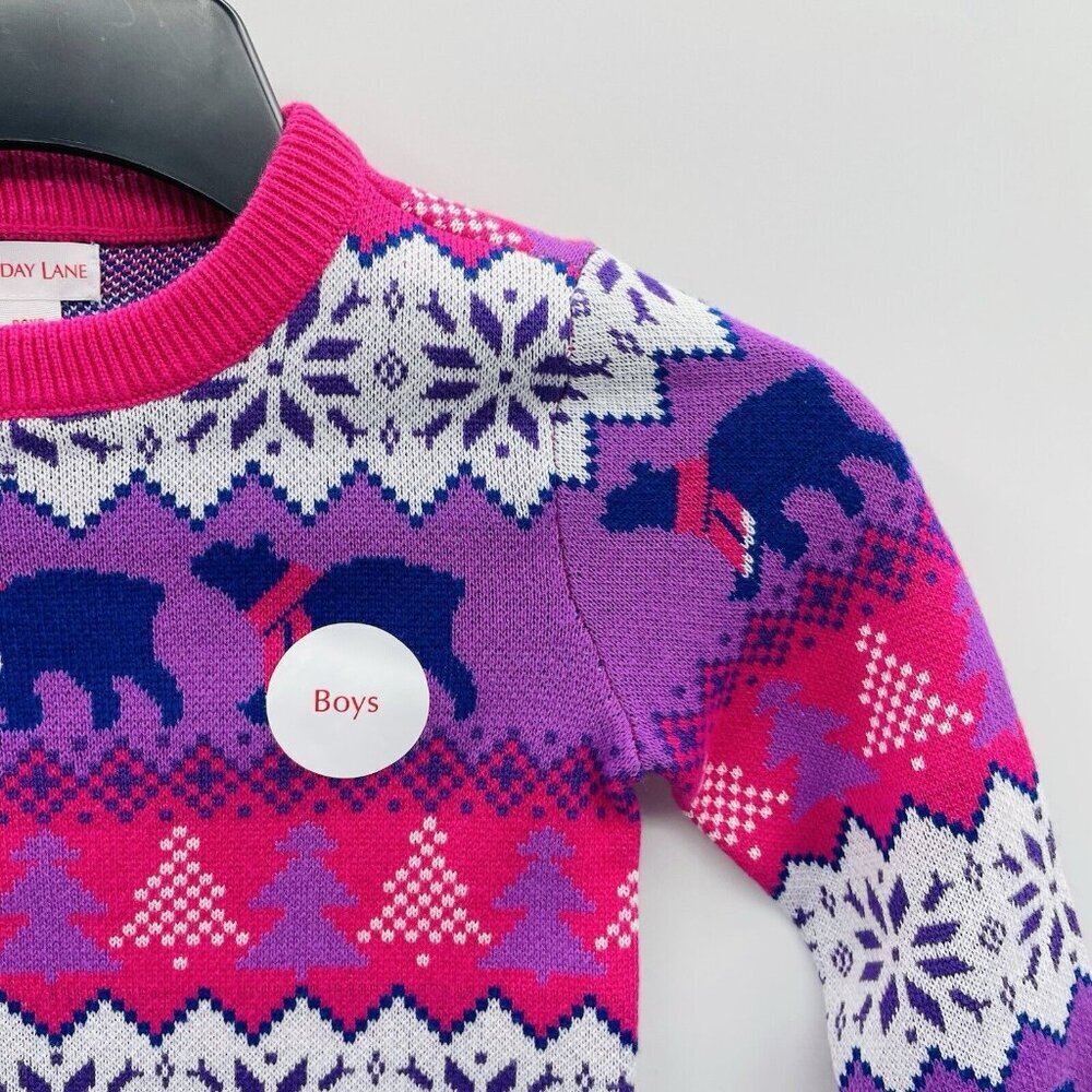 Holiday Lane Toddler Boys 2T Santa Bear Long Sleeve‎ Sweater in Purple $40 269 - Picture 3 of 7